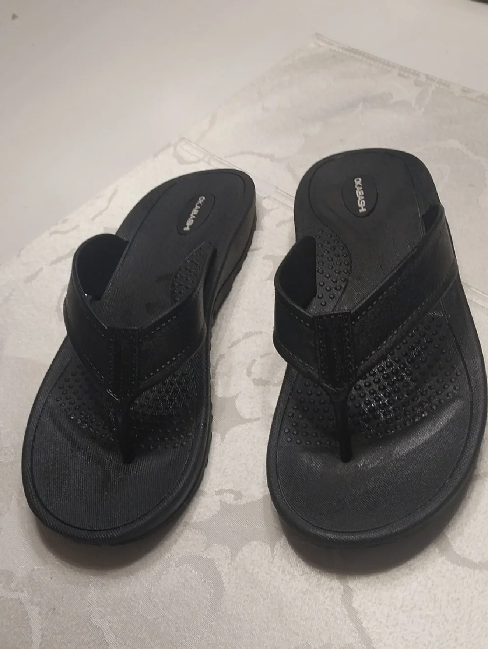 Okabashi Men's Mariner Flip Flop Sandals Size XL Black Comfort Arch Support